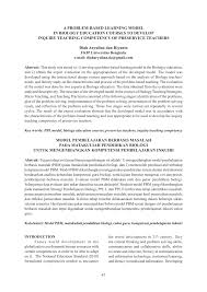 Pdf A Problem Based Learning Model In Biology Education Courses To Develop Inquiry Teaching Competency Of Preservice Teachers