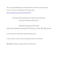 A viewer wants advice no how to be less clingy as her bf is pulling away. Pdf Chewing Gum While Studying Effects On Alertness And Test Performance