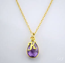 Personalized Purple Amethyst Necklace February Birthstone Gift Etsy February Birthstone Gifts February Birthstone Necklace Initial Necklace