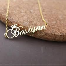 Personalized Name Necklace Script Name Necklace Crown Necklace Gold Script Necklace Handwriting Necklace Princess Necklace In 2021 Custom Necklace Name Necklace Custom Name Necklace
