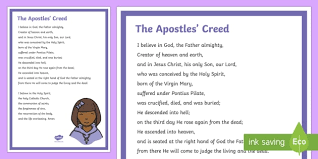 And born of the virgin mary. The Apostles Creed Display Poster