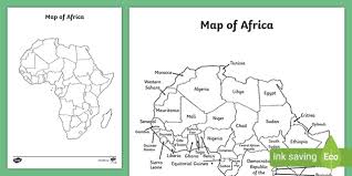 Africa (map with the frontiers and country names) — stock. Black And White Map Of Africa Worksheets Geography Resources