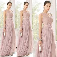 Blush Tulle Lace Flowers Maid Of Honor Floor Length Bridesmaid Dress Uniqistic Com Blush Bridesmaid Dresses Maid Of Honour Dresses Country Bridesmaid Dresses
