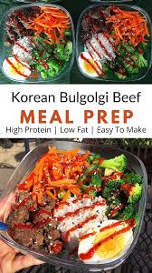 Full of healthy vegetables and lean protein. Korean Bulgogi Beef Bowls Emyogifit Recipe Healthy High Protein Meals Clean Meal Prep Meals