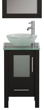 Vessel sink vanities at affordable prices with the large collection unique types of vessel sink bathroom vessel accord contemporary 30 inch vessel sink bathroom vanity out of stock. 18 Espresso Wood And Glass Single Vessel Sink Vanity Set Osage Contemporary Bathroom Vanities And Sink Consoles By The Tub Connection Houzz