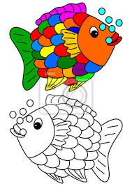 Farbe Ausmalbilder Fur Kleine Kinder Bunte Fische Vektor Leinwandbilder Bilder Ententeich Farben Schon Myloview De