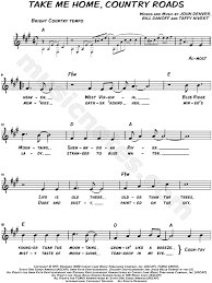 John Denver Take Me Home Country Roads Sheet Music Leadsheet In A Major Transposable Download Print Take Me Home Camp Songs Country Roads Take Me Home