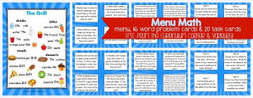 Hold up the restaurant menus, and ask students to think about the math skills needed at a restaurant. Menu Math For 4th 5th Graders The Curriculum Corner 4 5 6