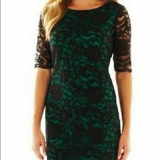 Black Lace Dress With Emerald Green Underlay Lace Dress Black Lace Dress Lace Dress With Sleeves