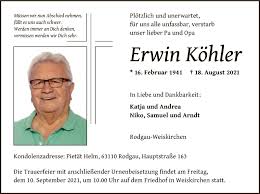 Traueranzeigen von Erwin Köhler