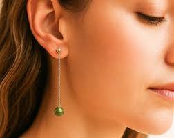 Natural Jade Hook Earrings, Natural Burmese Jadeite Beads Dangle 14K Gold  Filled French Hook Earrings, Dainty Jade Drop Earrings