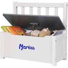 Coffre a jouets fee clochette et ses. Coffre A Jouets Banc Personnalise Blanc Gris