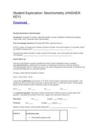 Student Exploration Stoichiometry Answer Key By Dedfsf Dgdgfdgd Issuu
