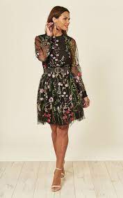 Handmade strawberry dress, strawberry tulle dress, vintage dress style sequin maxi dress ruffle puff sleeve bow pink black mesh dress. Black Mesh Floral Embroidered Dress Off 60 Felasa Eu