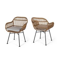Rodney Outdoor Woven Faux Rattan Chairs With Cushions Set Of 2 Light Brown And Beige Finish Walmart Com In 2020 Indoor Chairs Rattan Chair Lounge Chair Outdoor