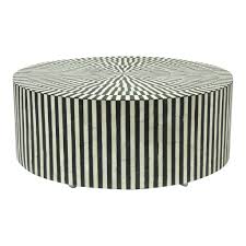 Round metal wire wood top coffee side table storag baskeet white black golden. Bone Inlay Coffee Table Round Black Stripe Bone Inlay Home