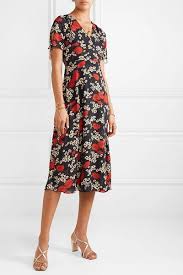 Madewell Wrap Effect Floral Print Crepe De Chine Midi Dress Dresses Midi Dress Night Out Dress