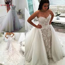 Your wedding day outfit should reflect your unique style and personality, so rock whatever makes you feel most beautiful. Custom Made Wedding Dresses Mermaid Sweetheart Lace Flowers Beading Detachable Skirt Luxury Sexy Vintage Bridal Gowns Kb05 28 Off