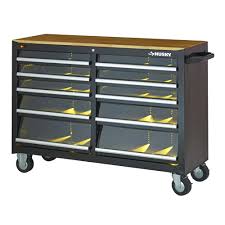 This storage cabinet is a rolling tool workstation with a 1200 lb. Husky Tool Cabinet Chest 10 Dr Box Rolling Storage Toolbox Wood Top Clear View Brickseek