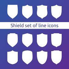 Shield Logo Symbol Icon Set With Outline Line Style Vector Illustration Template Concept For Security Vpn Protection Verified Warranty Icons Converter Icons Dc Icons Icon Parking Coin Icon