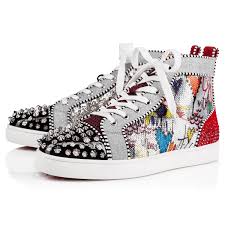 christian louboutin no limit f18 high top silver spikes men shoes