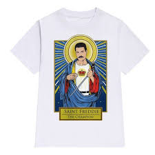 Freddie Mercury Queen T Shirt White Unisex Saint Freddie The Champion Unbranded Graphictee T Shirt Freddie Mercury We Are The Champions