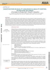 Regarding the control checklist, you must pay attention if you want to make it by yourself, especially the furniture check. Pdf Investigation On Quality Assurance Quality Control In High Rise Buildings