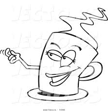 Cups of herbal tea and coffee.flowers and fruits. Vector Of A Cartoon Temptress Cup Of Coffee Coloring Page Outline By Toonaday 14394