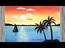 Hi guys, for today's video, i'm going to do a tutorial on how to paint this easy golden sunset poster color painting for beginners. Easy Landscape Painting Using Poster Colors Youtube Colorful Landscape Paintings Poster Color Painting Landscape Paintings
