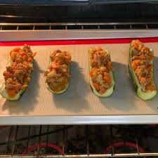 These vegetarian stuffed zucchini boats filled with greek lentils are the ultimate meatless dinner idea to use up that end of summer produce. Southwest Zucchini Boats The Realistic Dietitian Macros Registered Dietitian