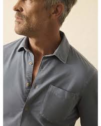 Faherty Men's Gray Long-Sleeve Costa Pique Shirt