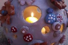 Windlicht Kugel Kerze Pilze Blumen Herbst Herbstdeko Knetbeton Bunter Beton Beton In Farbe Diy S Knetbeton Betondeko Selber Machen Basteln Mit Beton