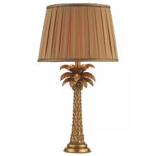 Gold palm flower design with a square plinth. Dar Palm Table Lamp Gold Base Only Ideas4lighting