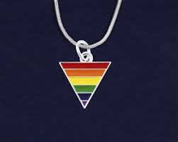 Rainbow Upside Down Triangle Necklace Re N Rbp 19 Pride Necklace Triangle Necklace Silver Snake Chain