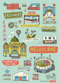 A Commissioned Poster I Designed For Melbourne Shop The Supercool Illustration Illustrate Poster Print Layout Melbourne Map City Drawing Skyline Drawing