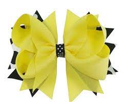 Moonstitch is a scalloped threaded edge on the ribbon. Black Yellow 5 5 Hair Bows Yellow And Black Hair Bow Etsy