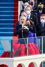 She completed the outfit with cornelia james leather gloves. Lady Gaga Sang The National Anthem In A Look From An American Couturier Vogue