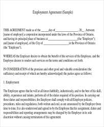 Basic employment contract should begin by writing the company name and the employee name. Free 7 Job Agreement Contract Samples In Ms Word Pdf