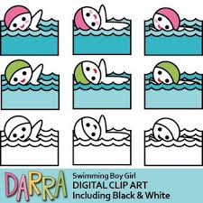 Black And White Boy Swimming Clipart Swimming Clip Art This Clipart Set Features Cute Swimmer Characters Boy And Girls Sportgirl Swimmer Swimming Tpt Clip Art Planner Girl Digital Graphics