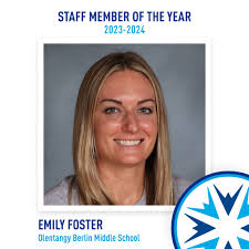 Berlin Middle School honored their first teacher of the year, Intervention  Specialist Emily Foster. Nominations noted Emily's willingness to, "go the  extra mile to get to know her neighborhood. She is big