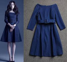 Elegant Women Girl Korean Slim Fit Belt Jean Dresses One Piece Drees Wtre Womens Denim Dress One Piece Dress Fashion