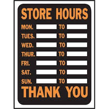 Hy Ko Store Hours Sign Set Of 10 Store Hours Sign Business Hours Sign Store Hours