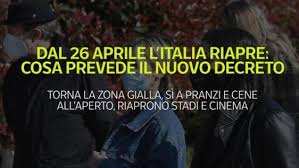 Tutte le novità del nuovo decreto legge che riscrive le regole di vita del paese. Dal 26 Aprile Torna La Zona Gialla E L Italia Riapre Cosa Prevede Il Nuovo Decreto Corriere Tv
