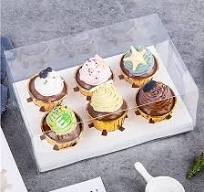 10 Gift Boxes Transparent Cake Boxes ，6 Holes Inserts Cupcake & Dessert  Boxes | Tall Transparent Cupcake Box | Insert in White,orBlack | Fits  Muffin & ...