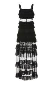 Alexis Coral Ruffle Tier Gown Layered Ruffle Dress Flutter Sleeve Dress Fashion