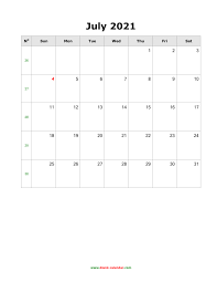 On the contrary, it may be confusing for a individual to take a peek at a calendar packed with just one day of this week. Download July 2021 Blank Calendar Vertical