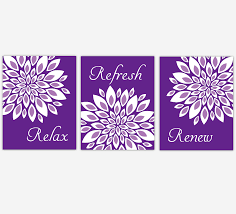 Allmodern.com has been visited by 100k+ users in the past month Floral Bathroom Wall Art Prints Dahlia Mum Flowers Purple Lavender White Spa Bath Adult Bathroom Decor Set Of 3 Unframed Prints
