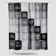 Your shower curtain can become a central element of decor for your bathroom. Travel Quotes Shower Curtain