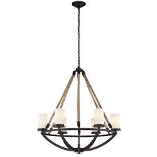 Elk Lighting Natural Rope 6 Light Chandelier Rustic Lighting Fans