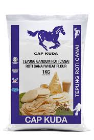 Air, gula, terigu, soda kue, mentega, telur dan susu cair. Blue Horse Tepung Roti Canai 1kg
